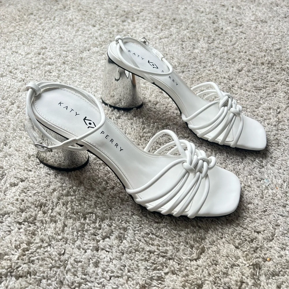 Katy Perry Collections Silver and White Strappy Heels. New without tags - Picture 4 of 7